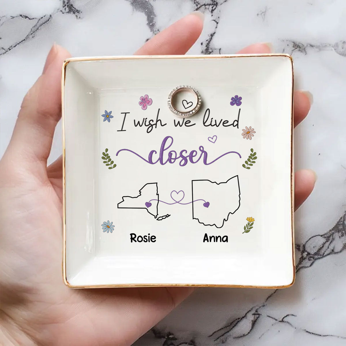 I Wish We Lived Closer - Personalized Custom 3D Inflated Effect Jewelry Dish