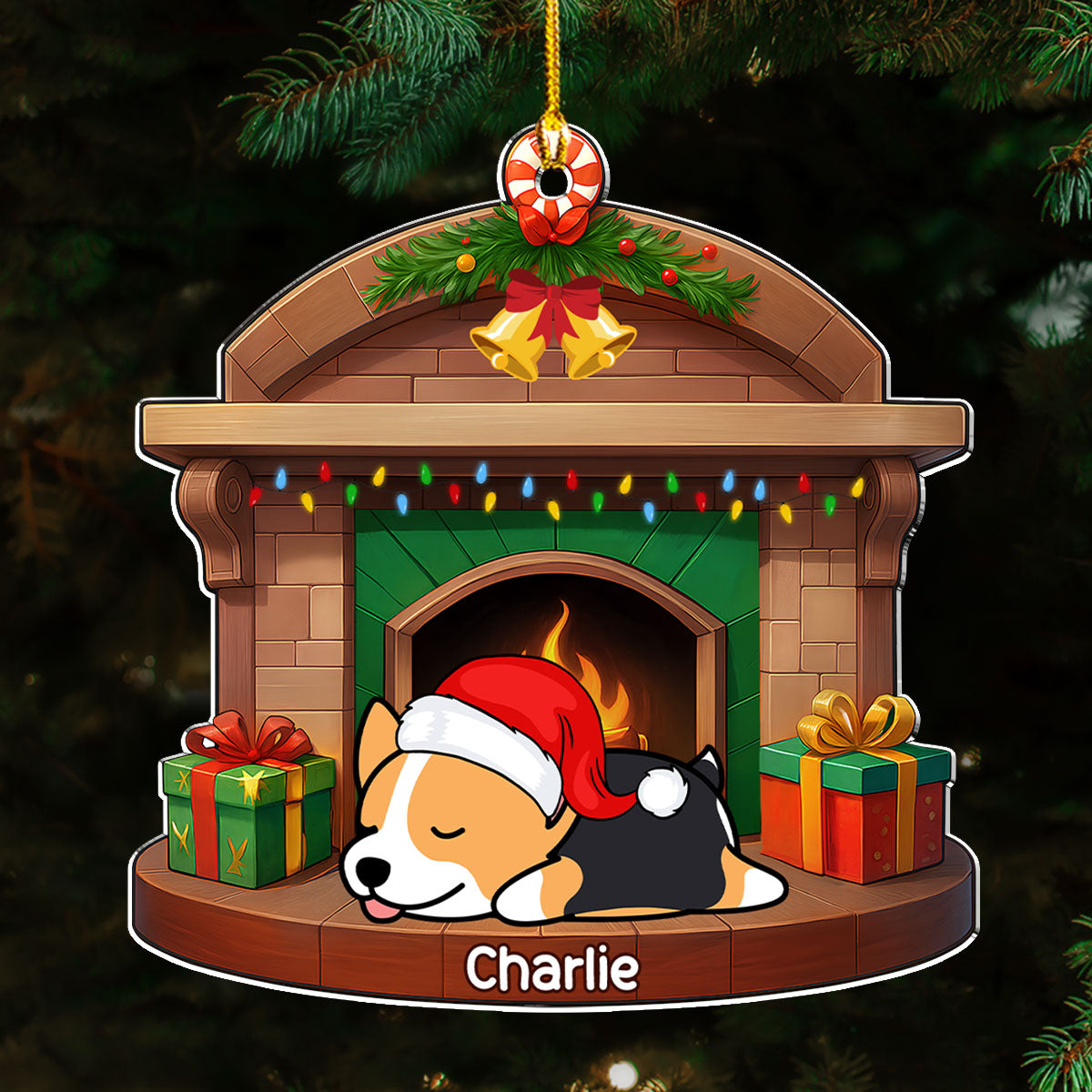 Sleeping Dog Christmas - Personalized Custom Acrylic Ornament