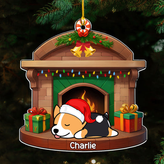 Sleeping Dog Christmas - Personalized Custom Acrylic Ornament