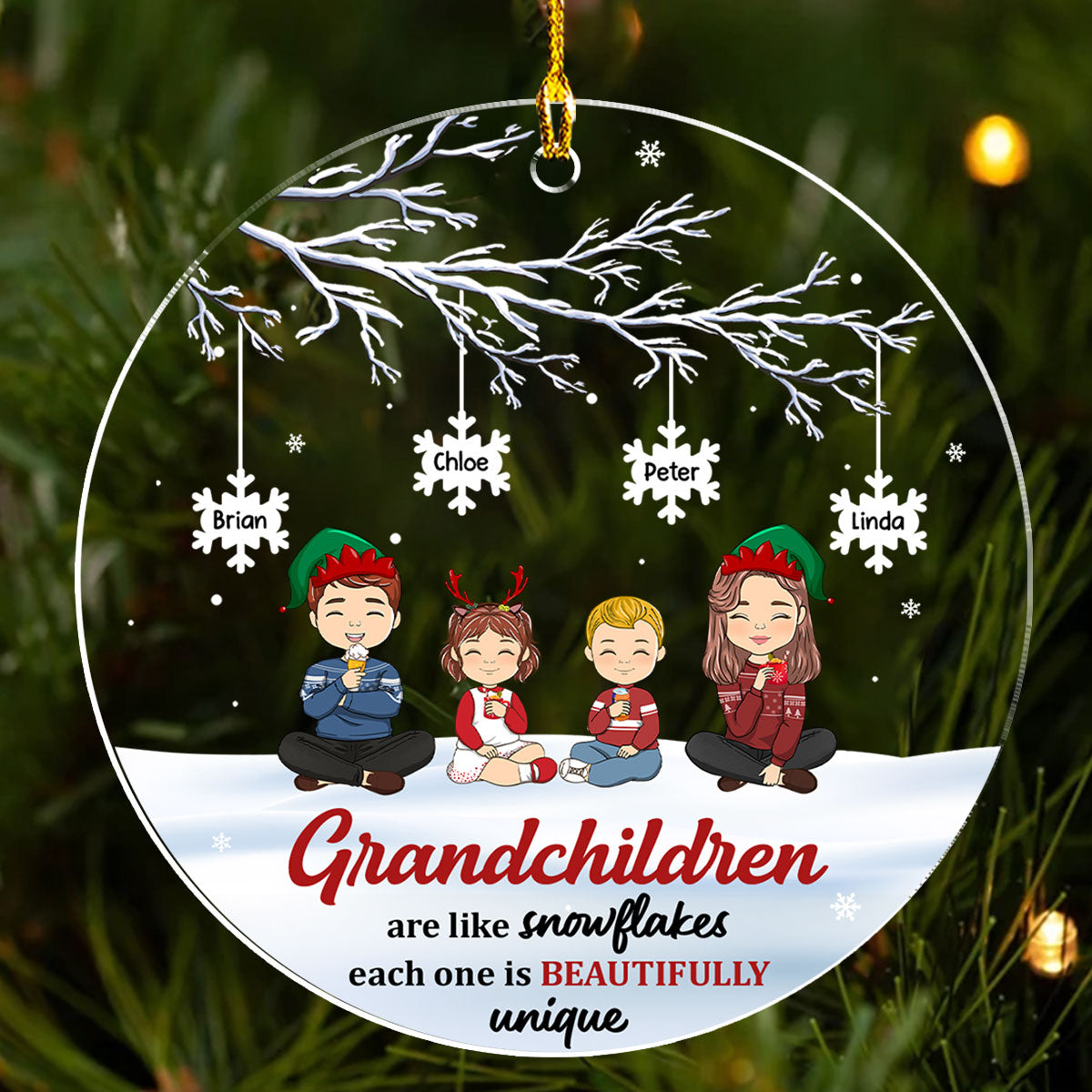 Each Snowflake Is Beautifully Unique - Personalized Custom Acrylic Ornament