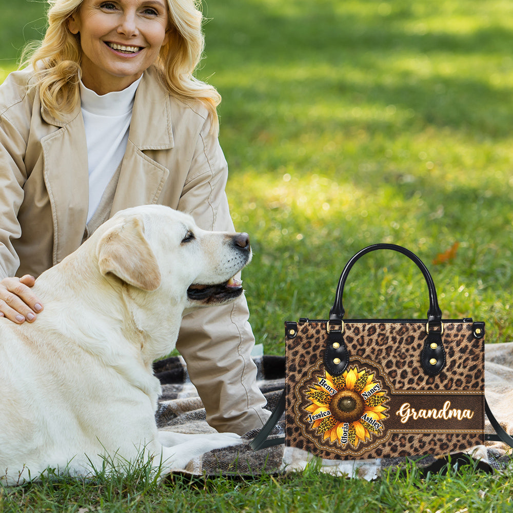 Grandma Sunflower - Personalized Custom Leather Bag