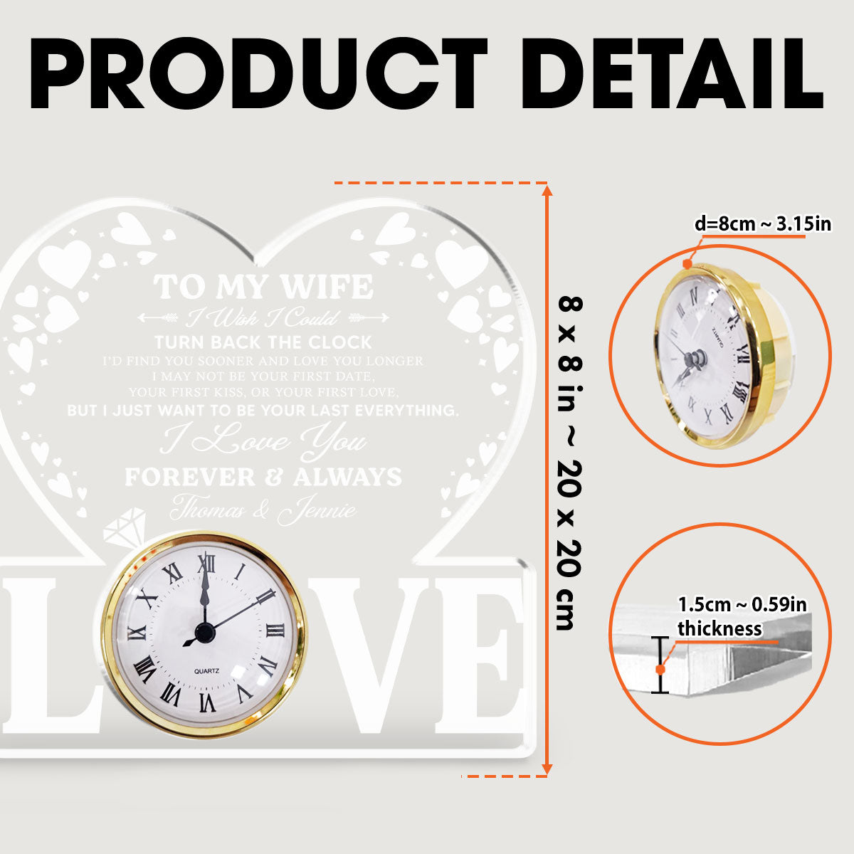 Forever And Always - Personalized Custom Acrylic Desk Clock Plaque
