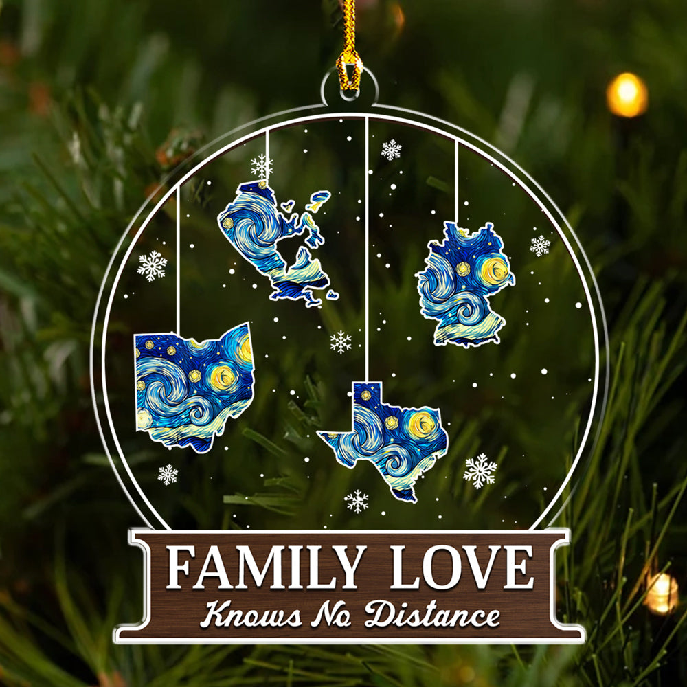 The Love Between Family Knows No Distance - Personalized Custom Acrylic Ornament