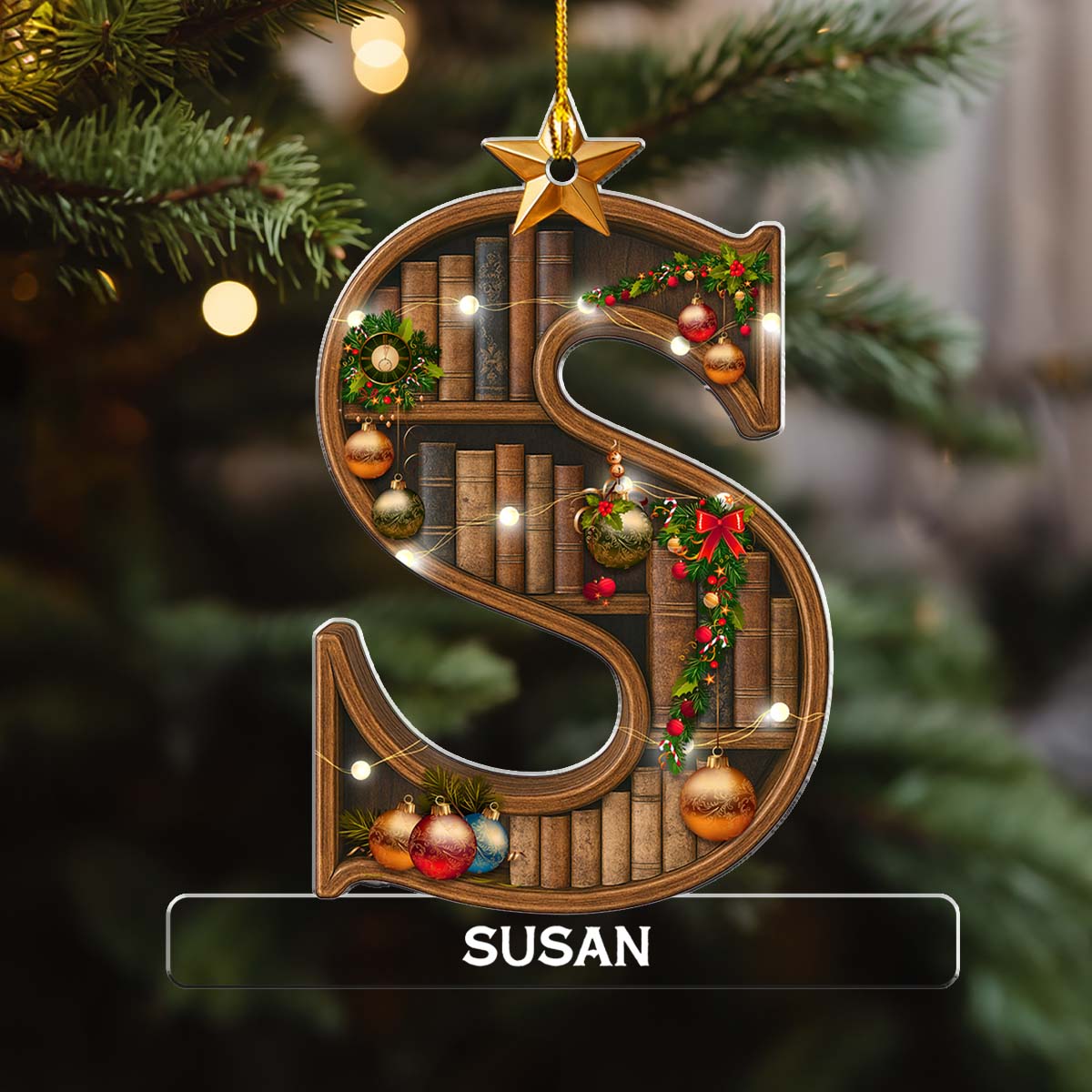 Bookaholic Christmas - Personalized Custom Acrylic Ornament