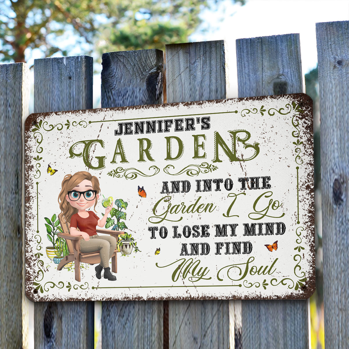 And Into The Garden I Go Gardening - Personalized Custom Metal Sign