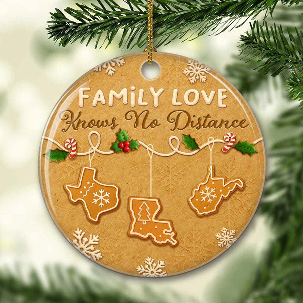 Family Love Know No Distance Cookies Style - Personalized Custom 3D Effect Ceramic Ornament