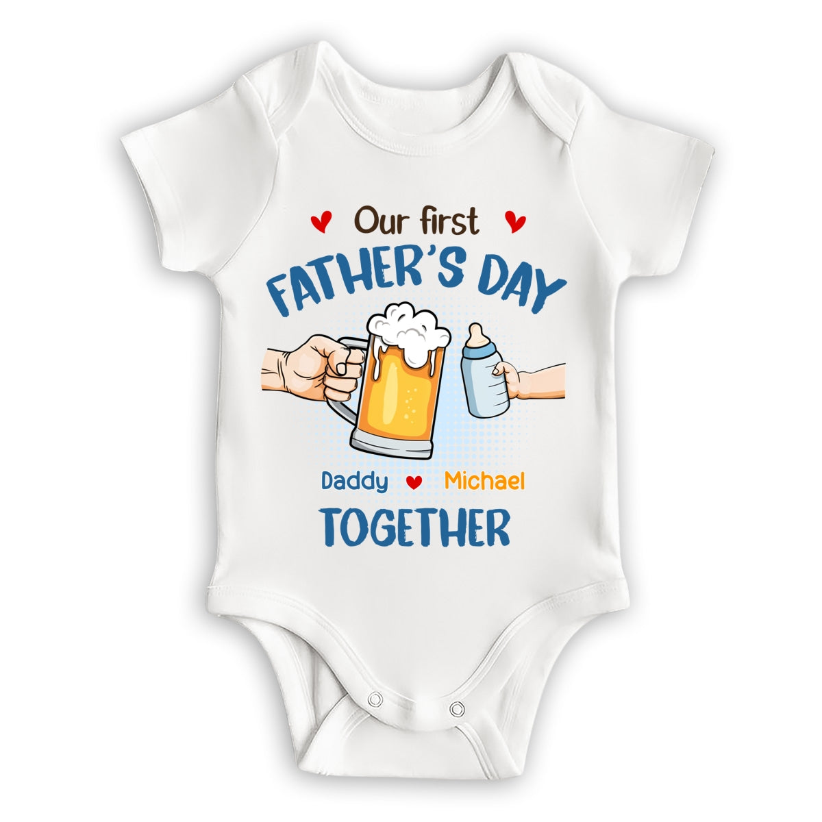 Our First Father Day Cheer - Personalized Custom Baby Onesie