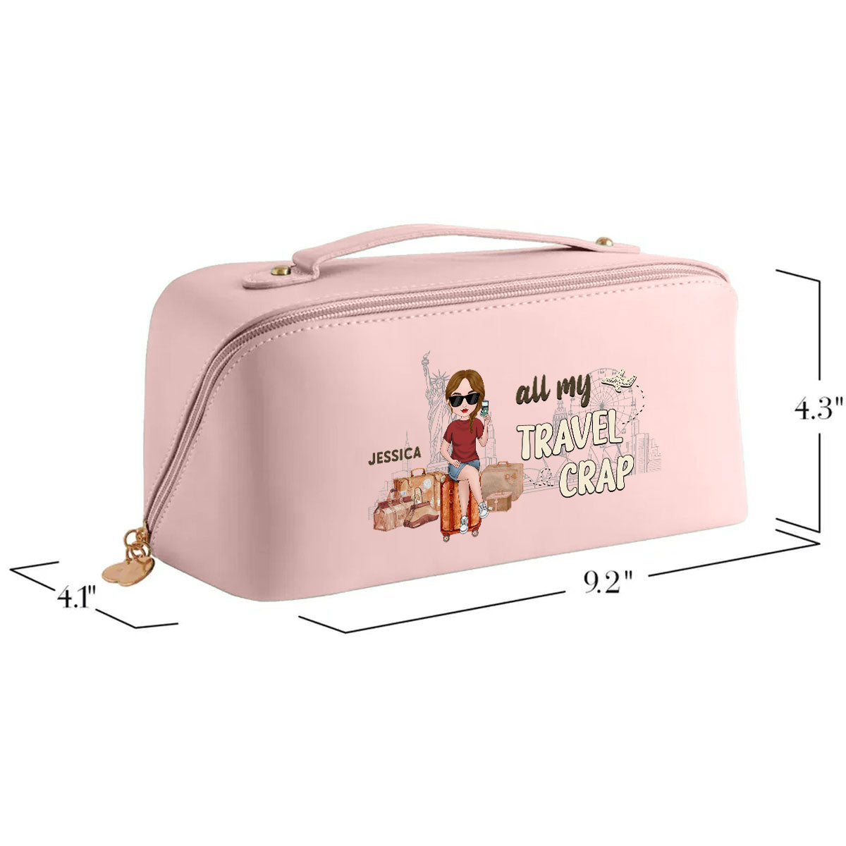 All My Travel Crap - Personalized Custom Leather Makeup Bag