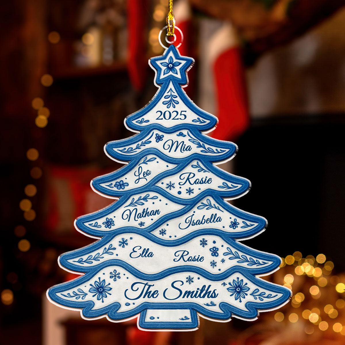 Delft Blue Christmas Tree - Personalized Custom Acrylic Ornament