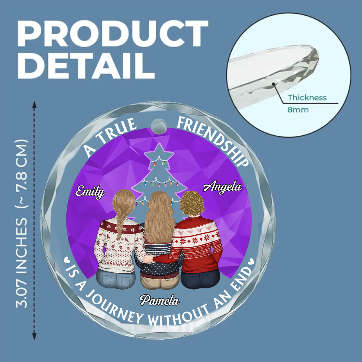 True Friendship - Personalized Custom Glass Ornament