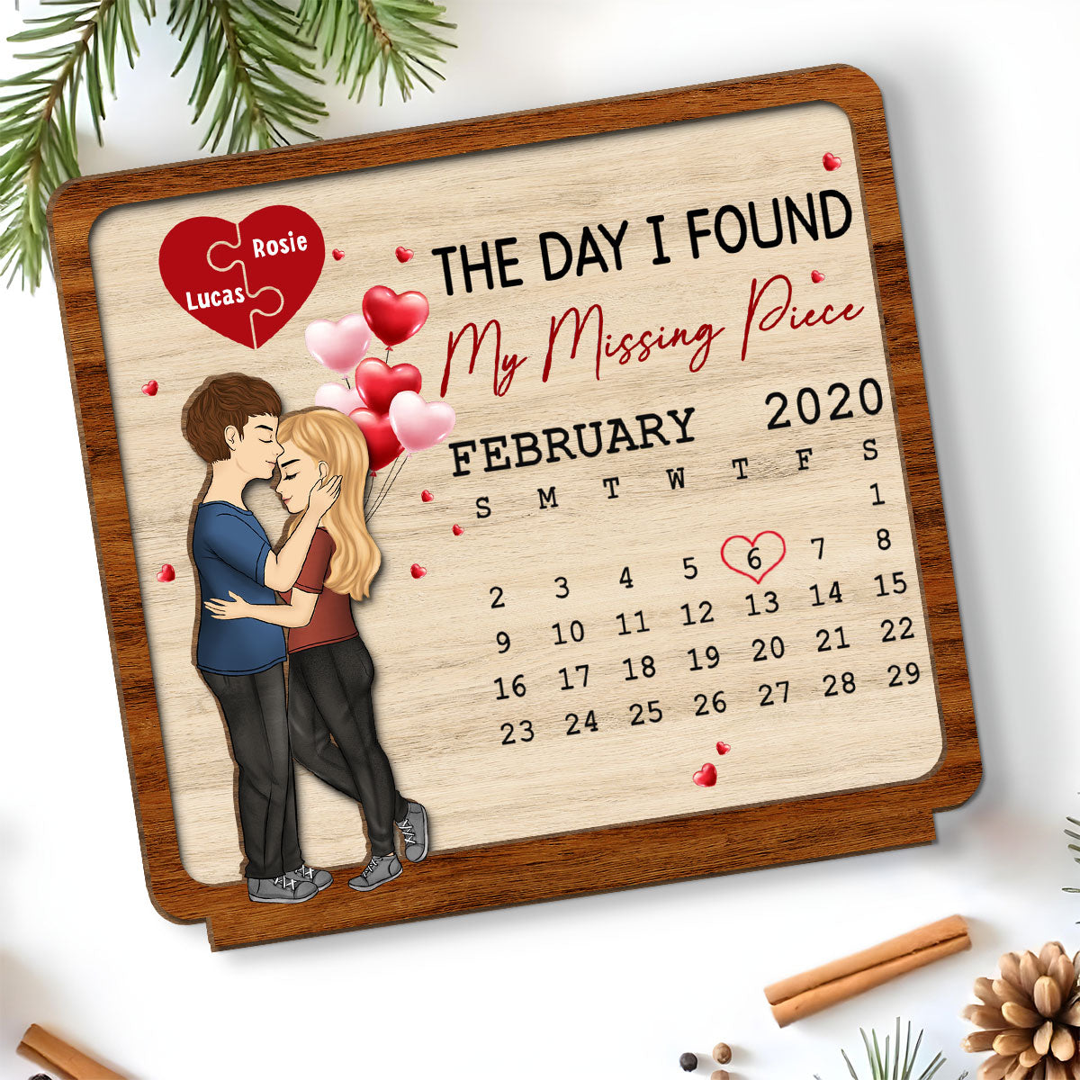 My Missing Piece - Personalized Custom 2-Layer Wood Plaque With Flat Base