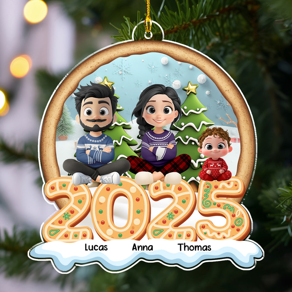Cozy Christmas Family 2025 - Personalized Custom Acrylic Ornament