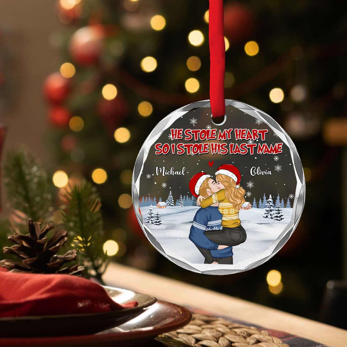 You Stole My Heart - Personalized Custom Glass Ornament