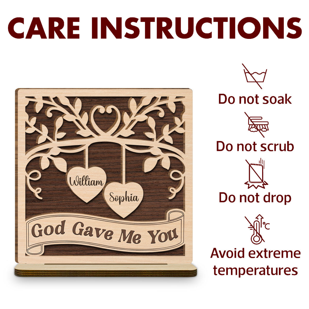 Perfectly Imperfect Together - Personalized Custom 2-Layer Wood Plaque With Flat Base