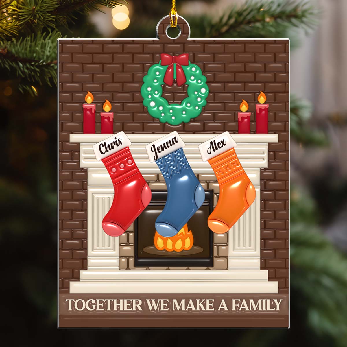 Together We Make A Family - Personalized Custom 3D Inflated Effect Acrylic Ornament