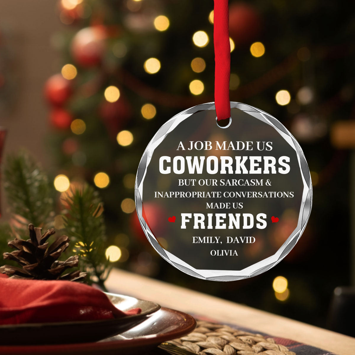 Made Us Friends - Personalized Custom Glass Ornament