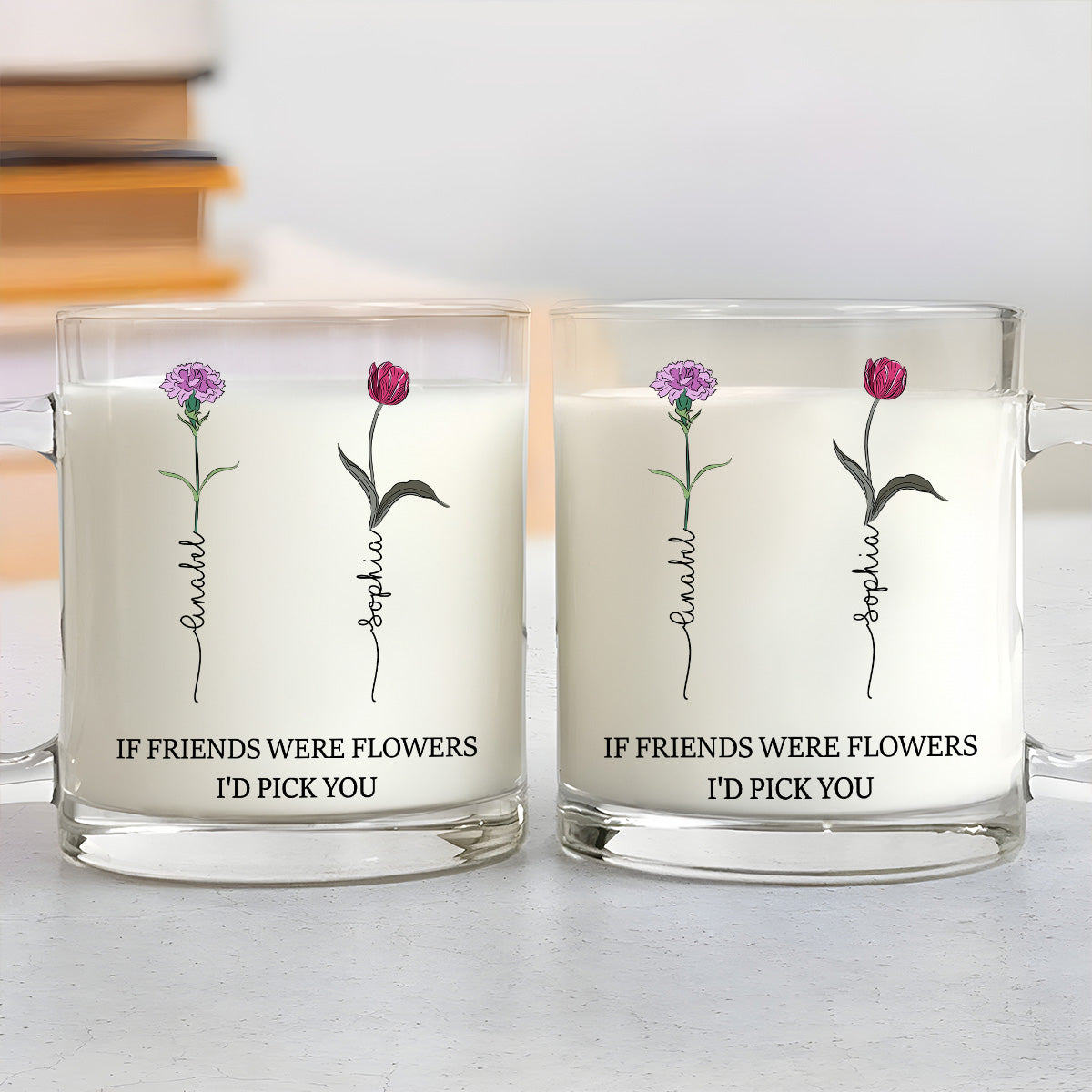 Best Friends Bloom Together - Personalized Custom Glass Mug