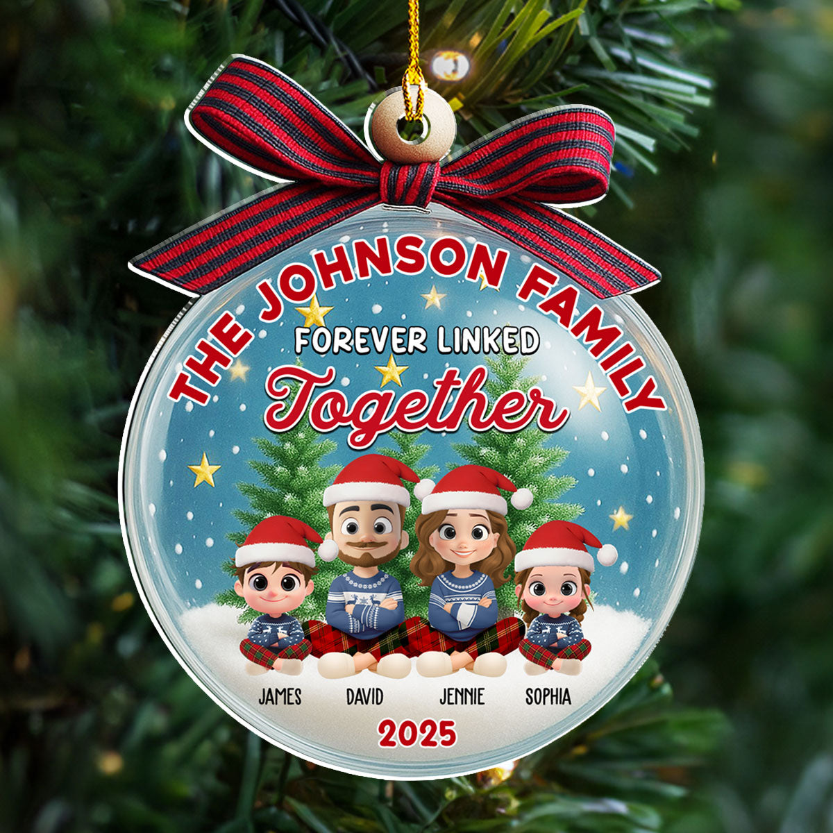 Family In Happy Ball - Personalized Custom Acrylic Ornament