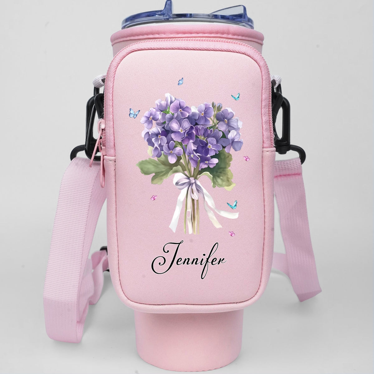 Birthmonth Flower - Personalized Custom Water Bottle Carrier Bag
