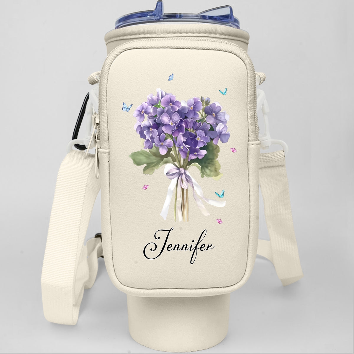 Birthmonth Flower - Personalized Custom Water Bottle Carrier Bag