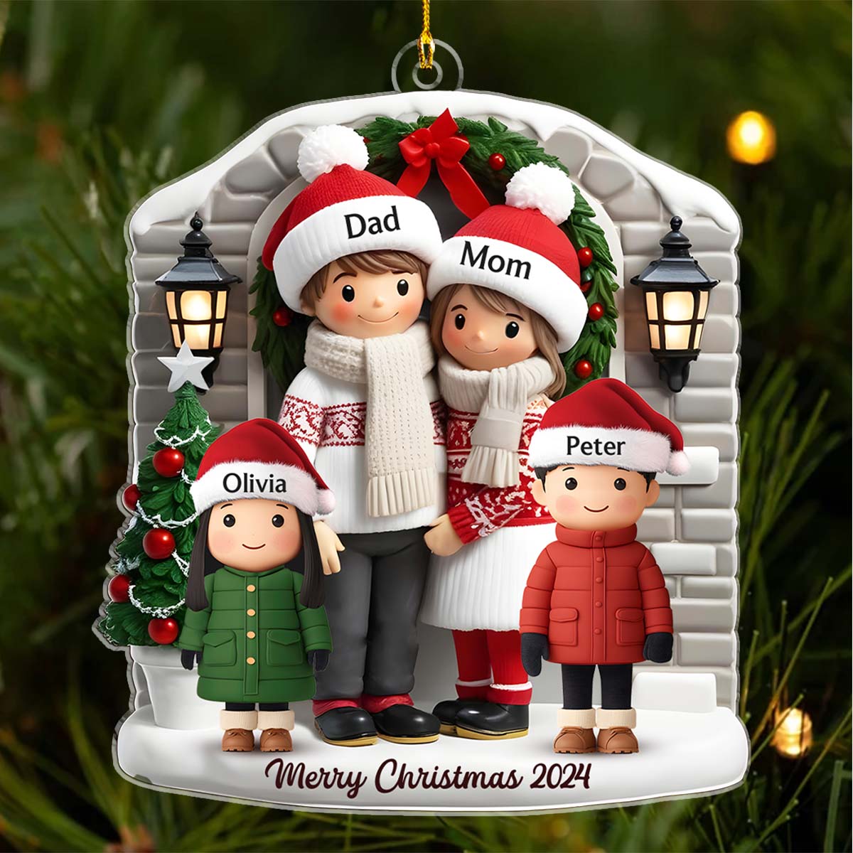 Farmhouse Family Christmas - Personalized Custom Acrylic Ornament