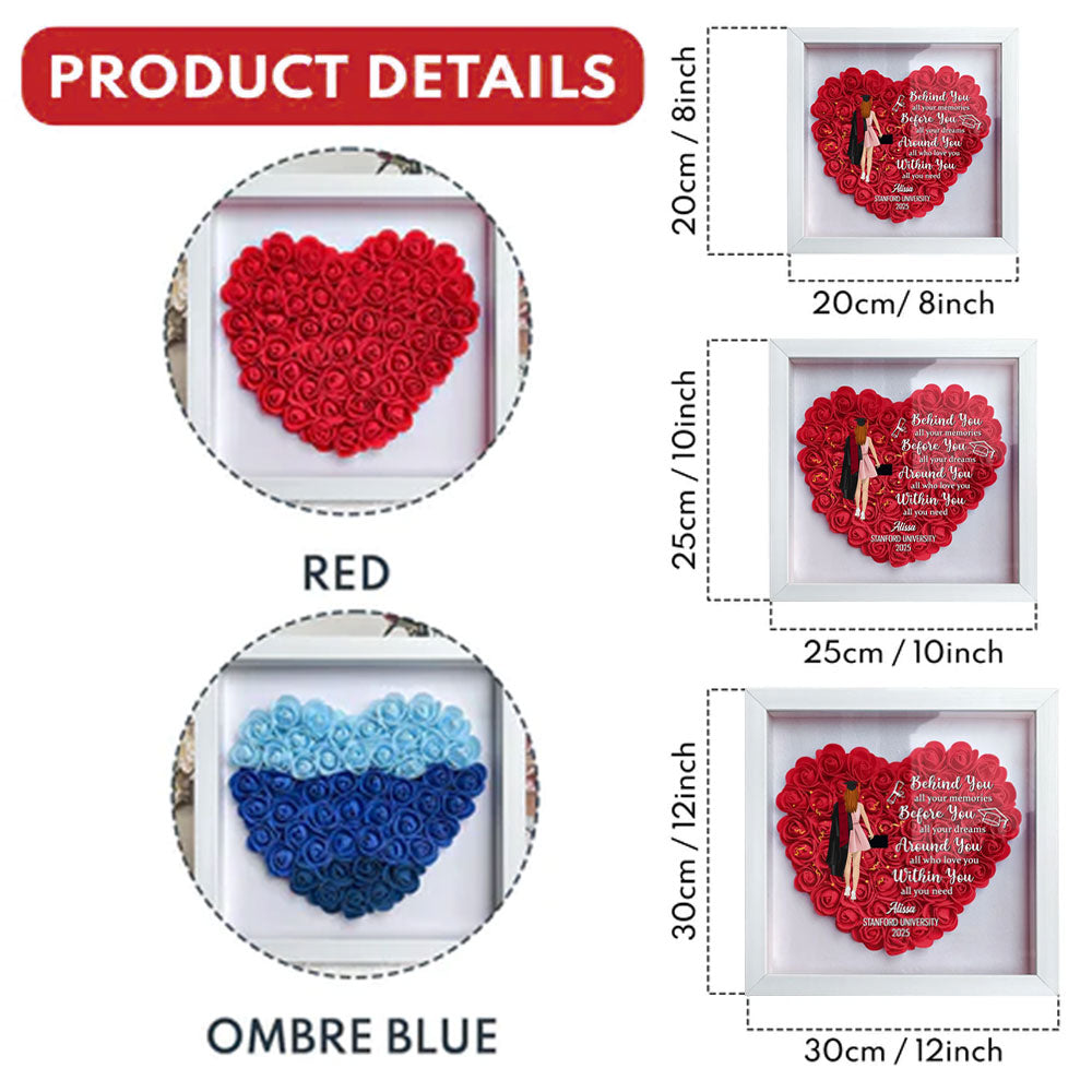 Behind You All Your Memories Before You All Your Dreams - Personalized Custom Flower Shadow Box