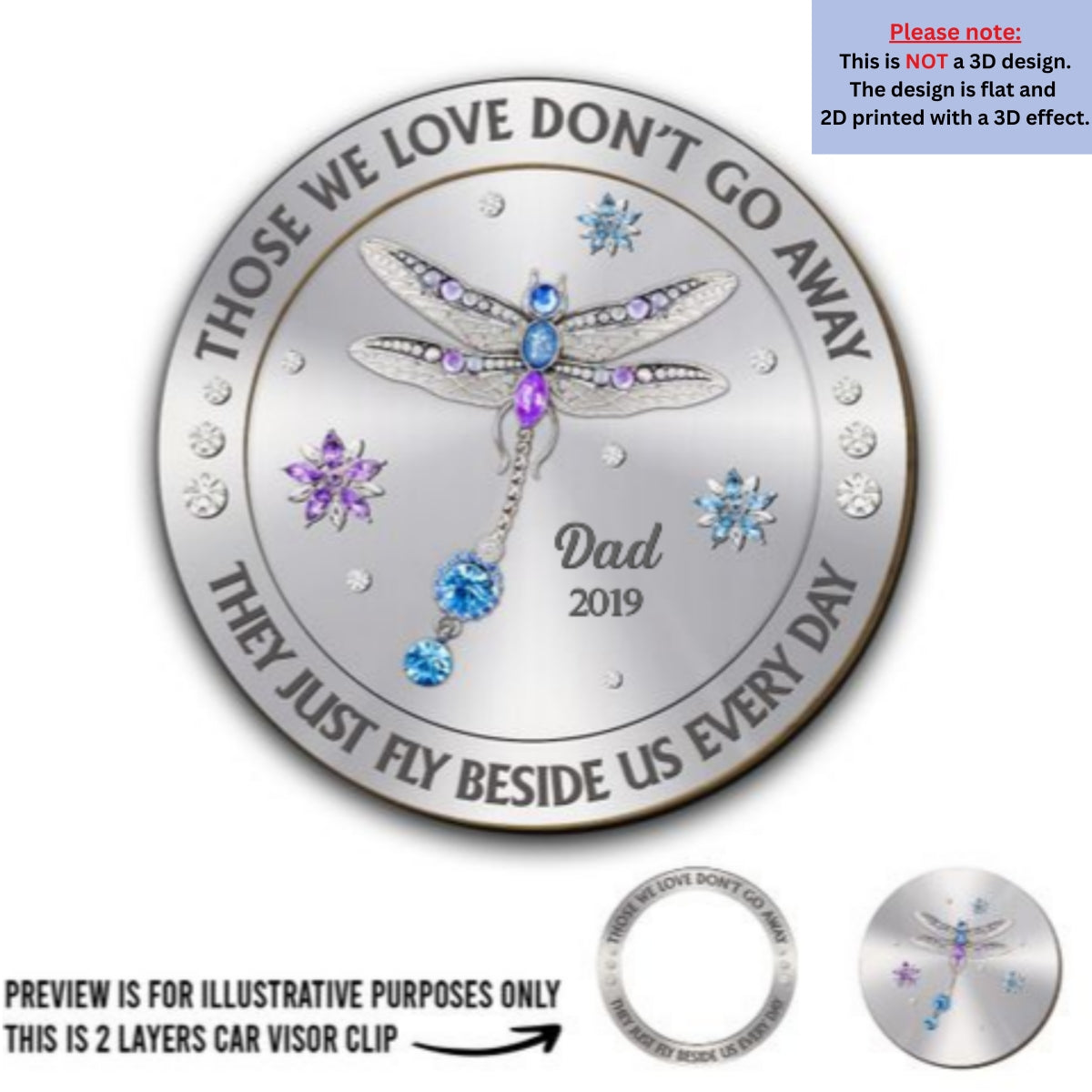 Dragonfly Those We Love Beside Us Every Day - Personalized Custom Car Visor Clip