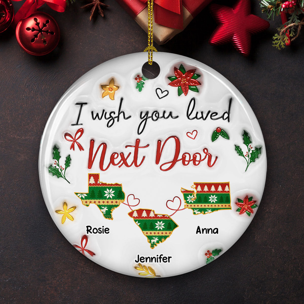 I Wish You Lived Here - Personalized Custom 3D Inflated Effect Ceramic Ornament