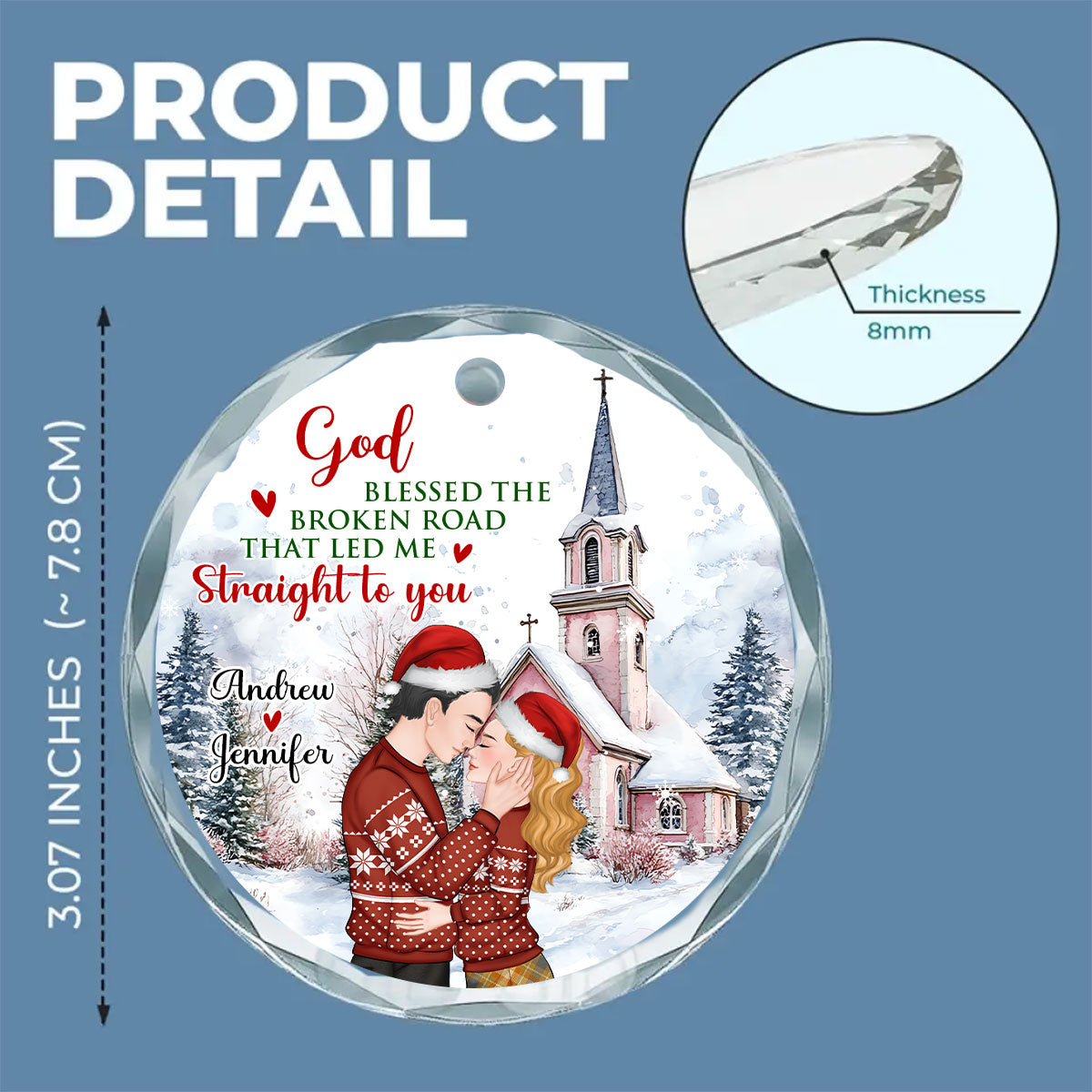 The Broken Road That Led Me Straight To You Version 2 - Personalized Custom Glass Ornament