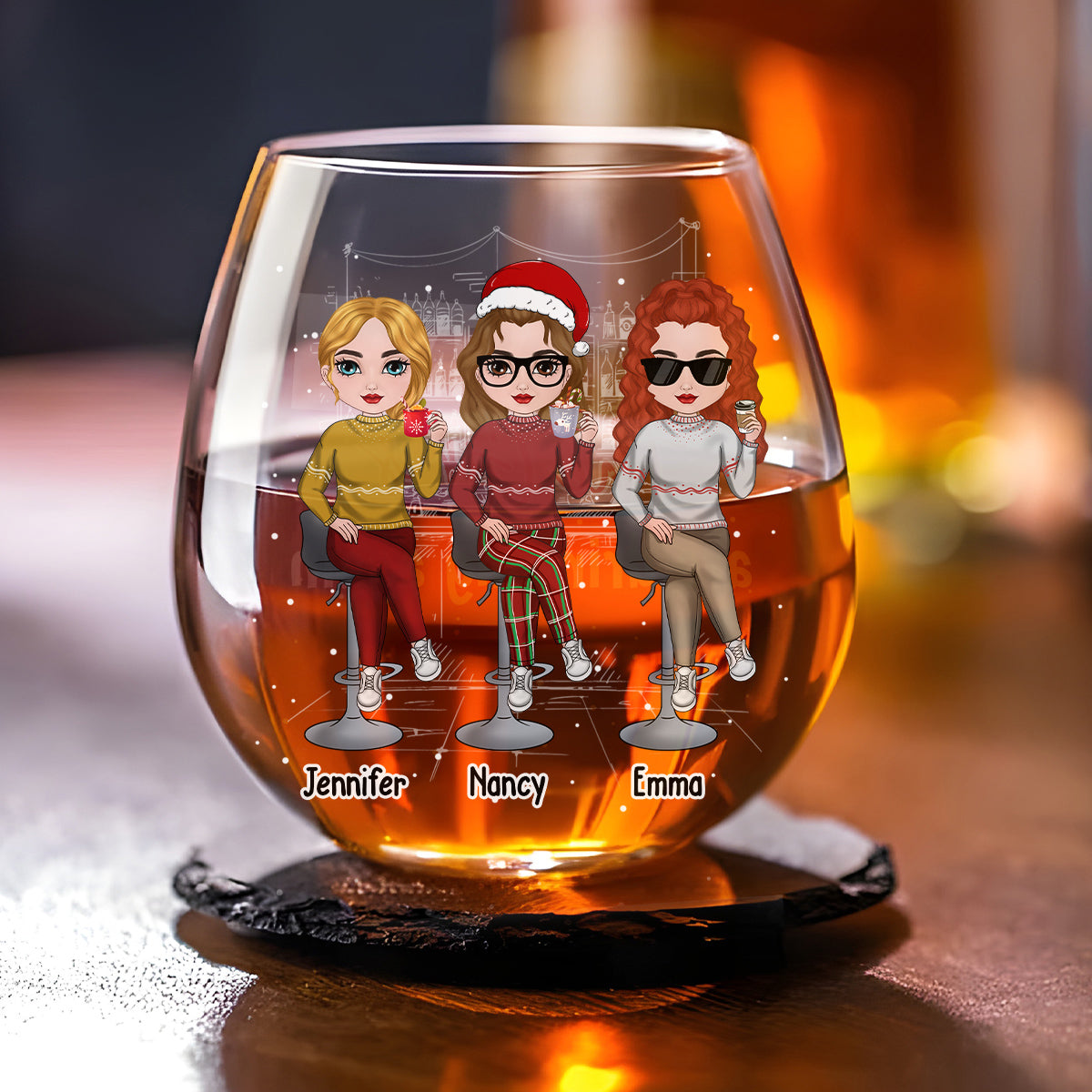 The Girls Are Drinking Again Christmas - Personalized Custom Wine Glass