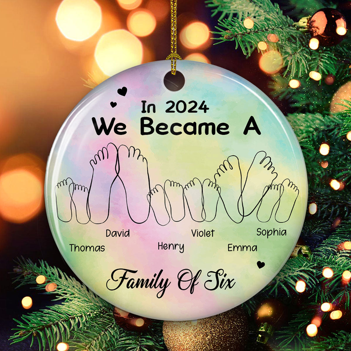 We Became A Family Of Three - Personalized Custom Ceramic Ornament