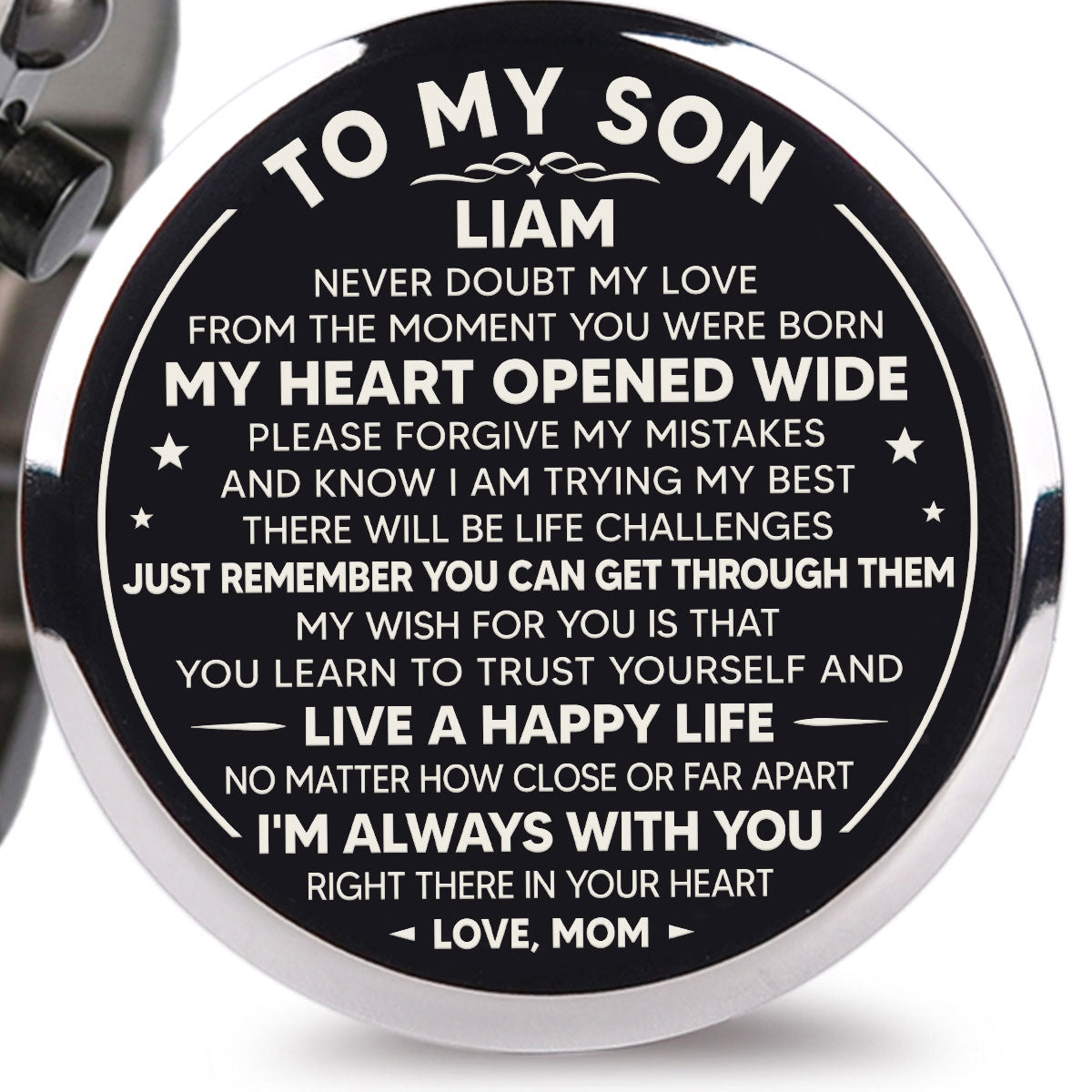 Mom To Son Love You Unconditionally - Personalized Engraved Wooden Watches GQ026
