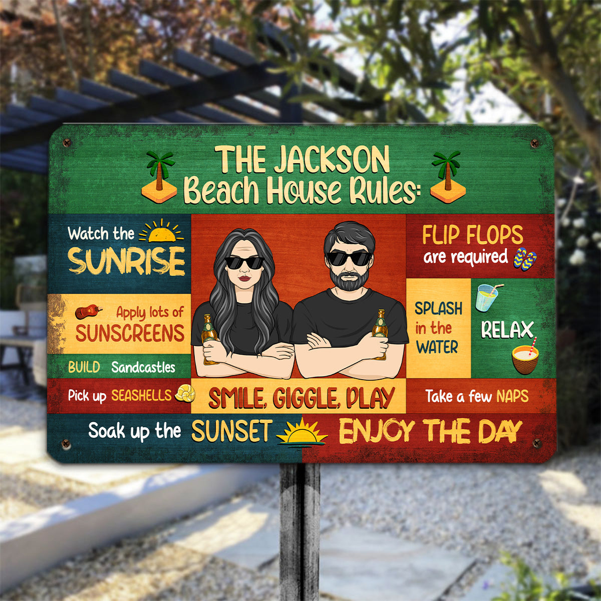 Beach House Rules - Personalized Custom Metal Sign