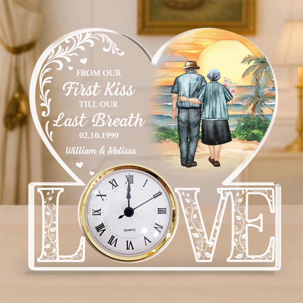 From Our First Kiss - Personalized Custom Acrylic Desk Clock Plaque