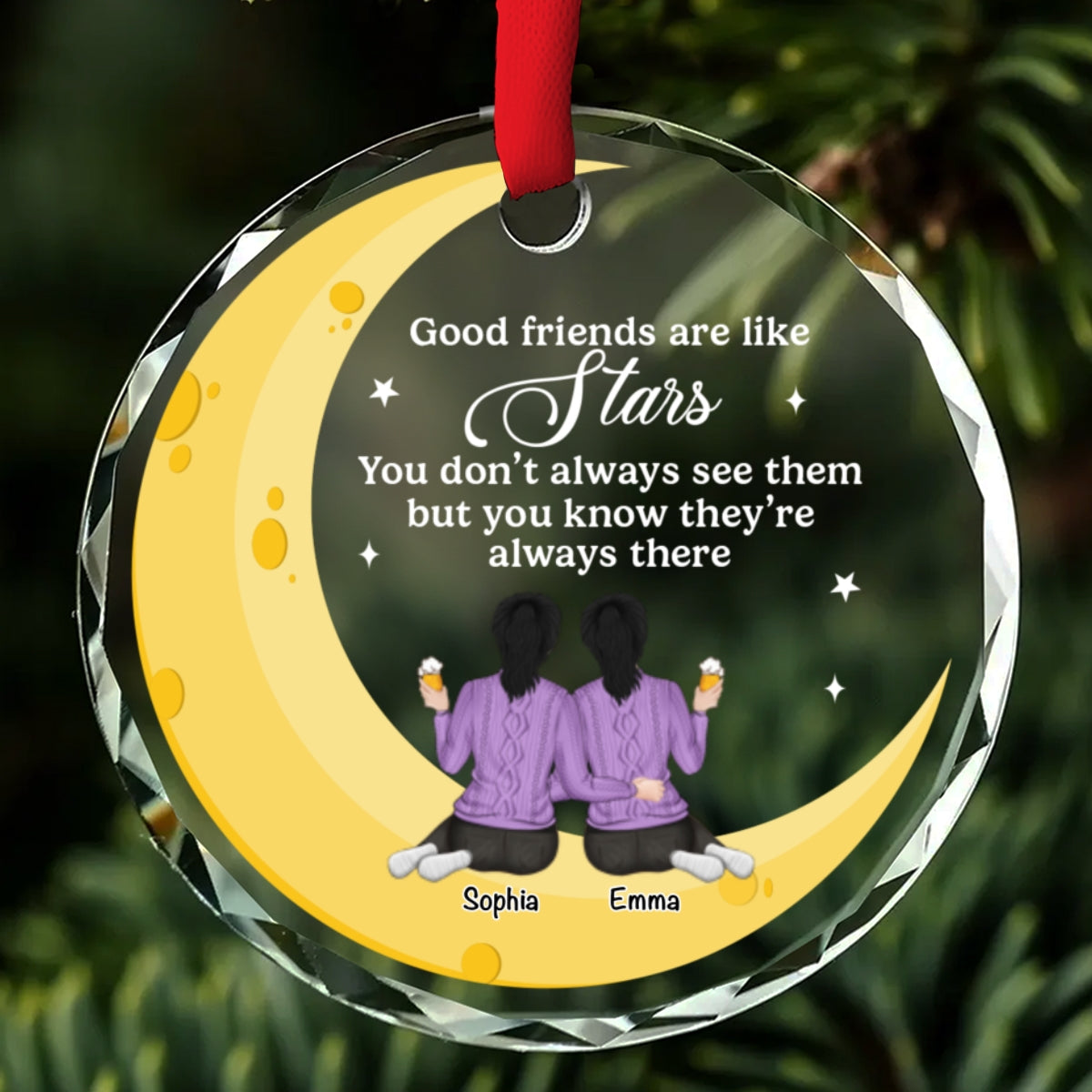 Friends Are Like Stars 2024 - Personalized Custom Glass Ornament