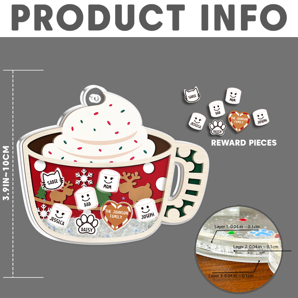 Family Merry Christmas - Personalized Custom Acrylic Shaker Ornament