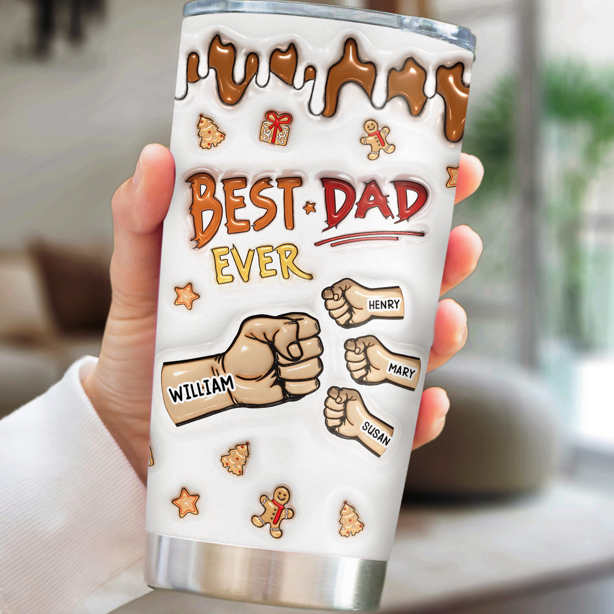 Best Dad Ever -  Personalized Custom 3D Inflated Effect Tumbler