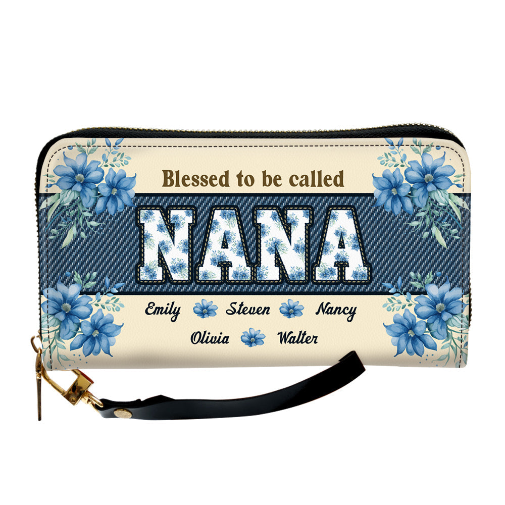 Blessed To Be Called Grandma - Personalized Custom Leather Wallet
