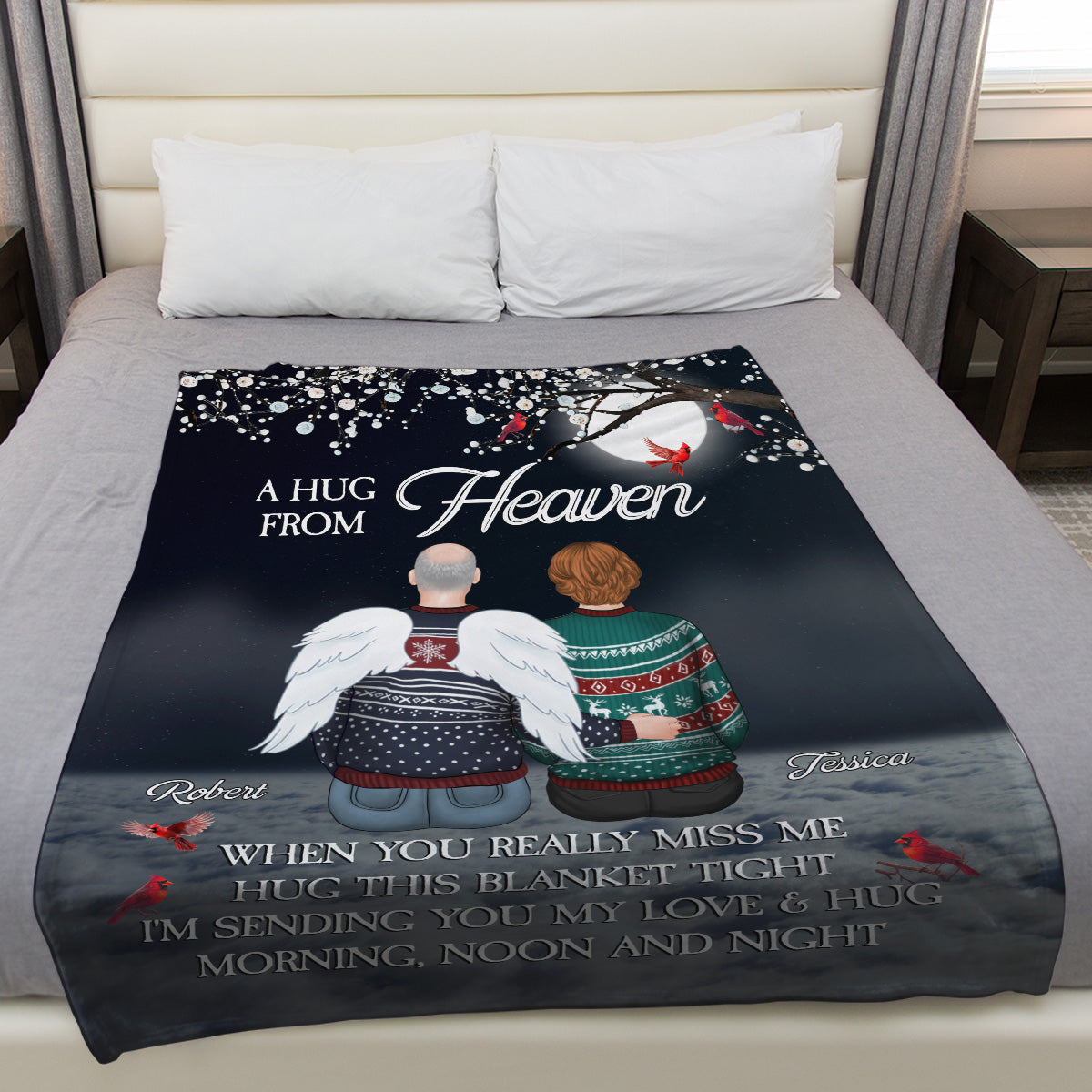 A Hug From Heaven Version 2 - Personalized Custom Fleece Blanket
