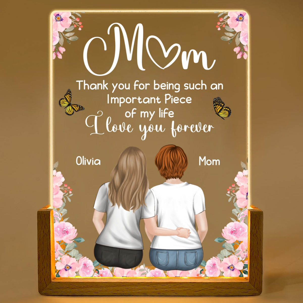 Mother And Daughter - Personalized Custom Plaque With Walnut Base