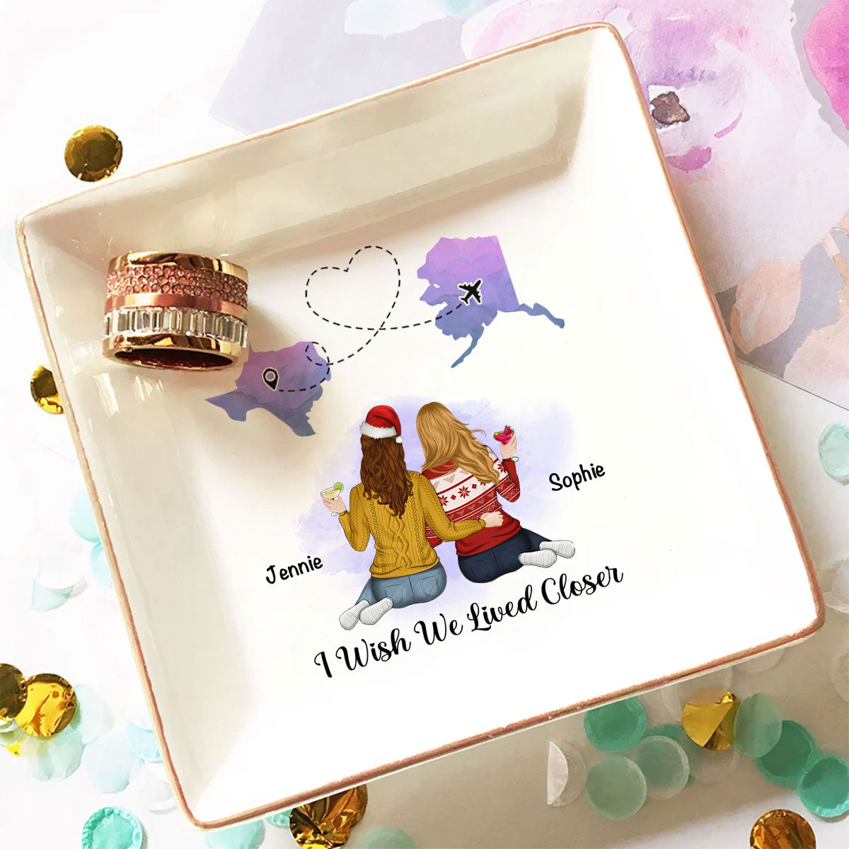 Friendship Knows No Distance - Personalized Jewelry Dish