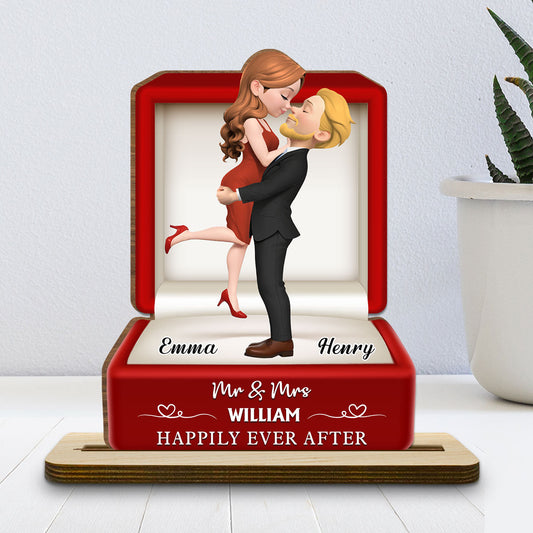 The Year We Married - Personalized Custom 2-Layer Wood Plaque With Flat Base