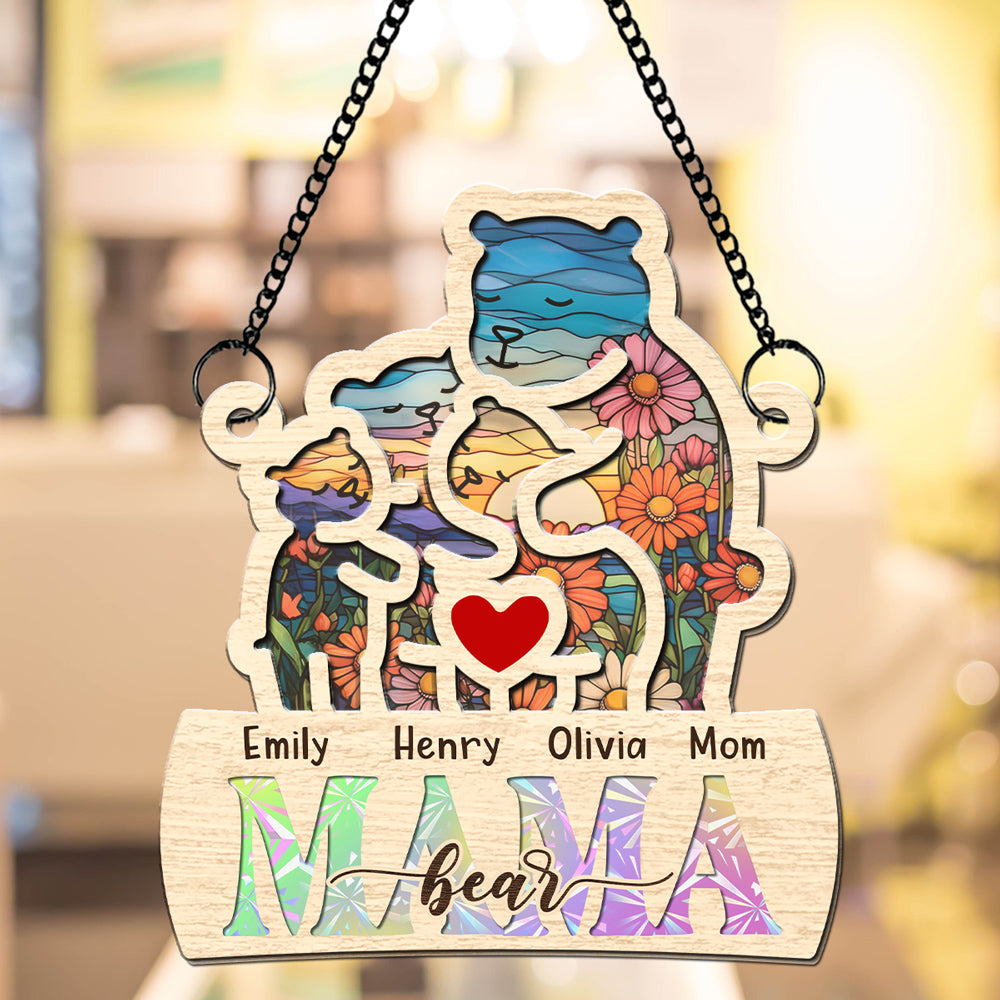 Mama Bear We Love You - Personalized Custom Suncatcher
