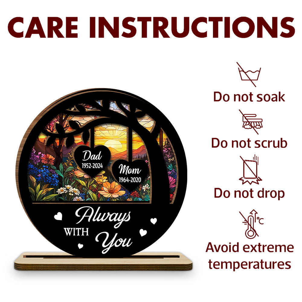 Always With You - Personalized Custom 2-Layer Wood Plaque With Flat Base