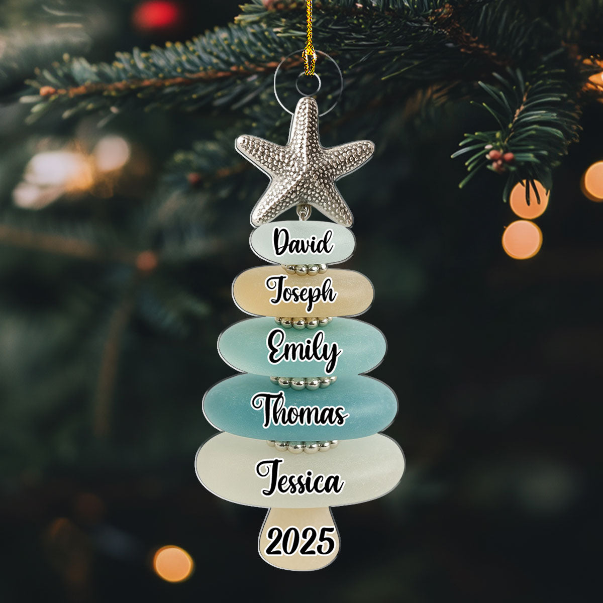 Sea Glass Christmas Tree - Personalized Custom Acrylic Ornament