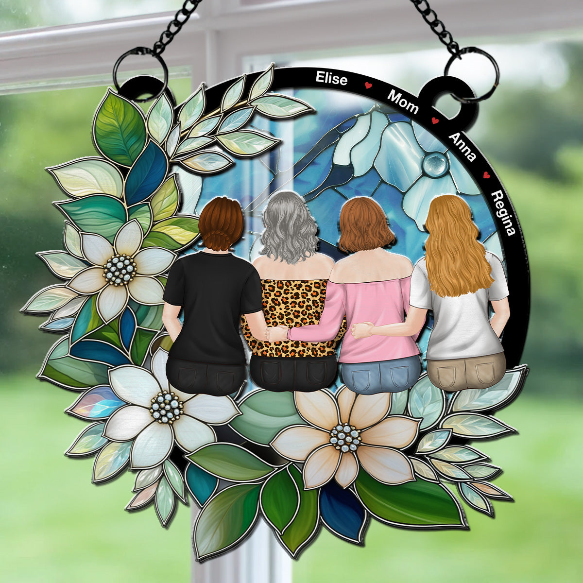 Mother And Daughter Always Connected - Personalized Custom Suncatcher