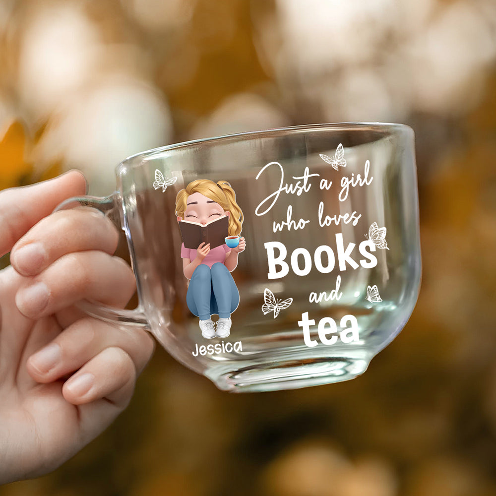 Just A Girl Who Loves Books And Tea - Personalized Custom Glass Tea Cup