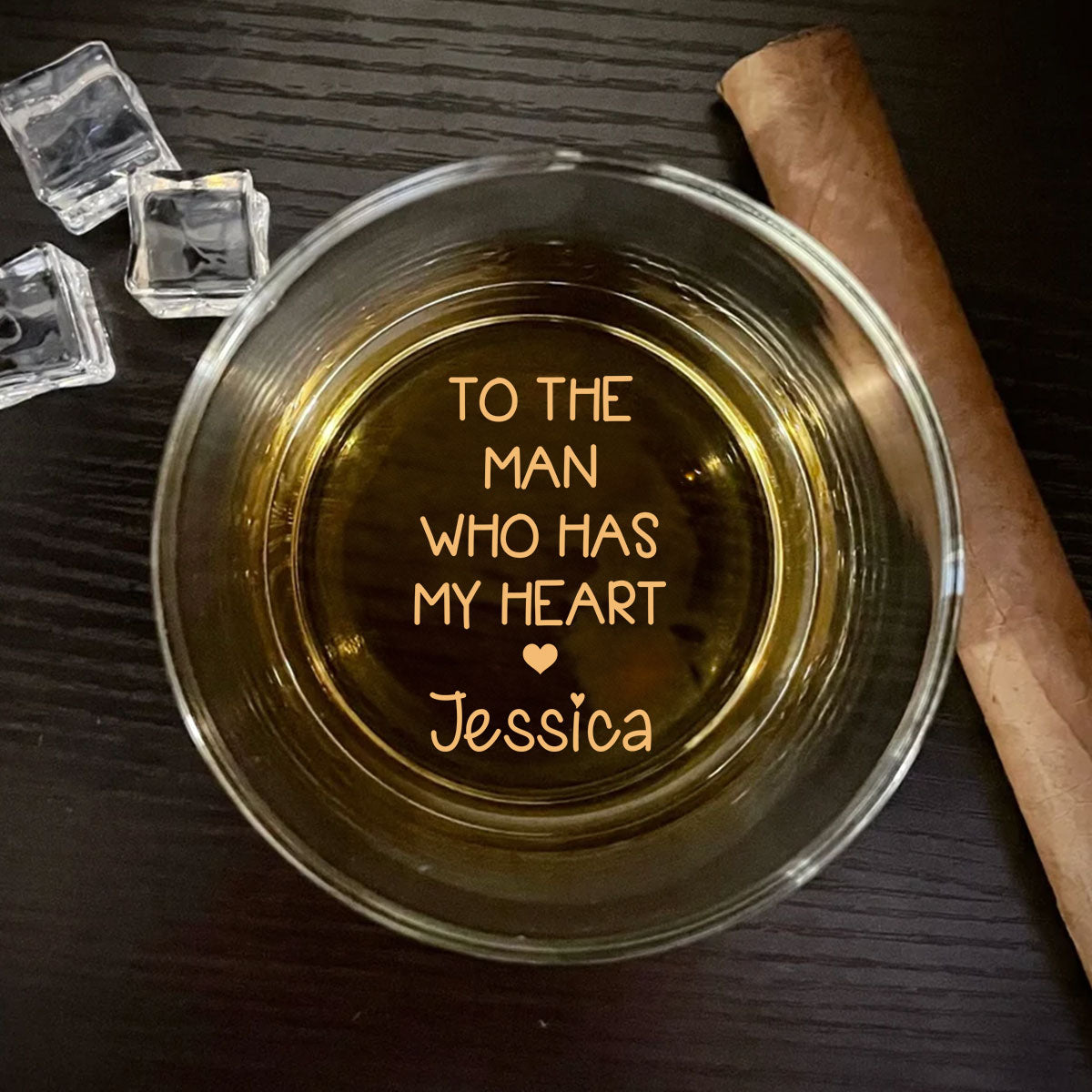 Who Has My Heart - Personalized Custom Engraved Whiskey Glass
