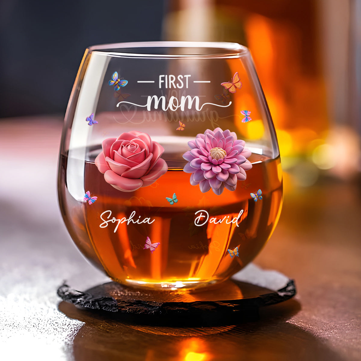 Grandma Birthmonth Flower - Personalized Custom Wine Glass