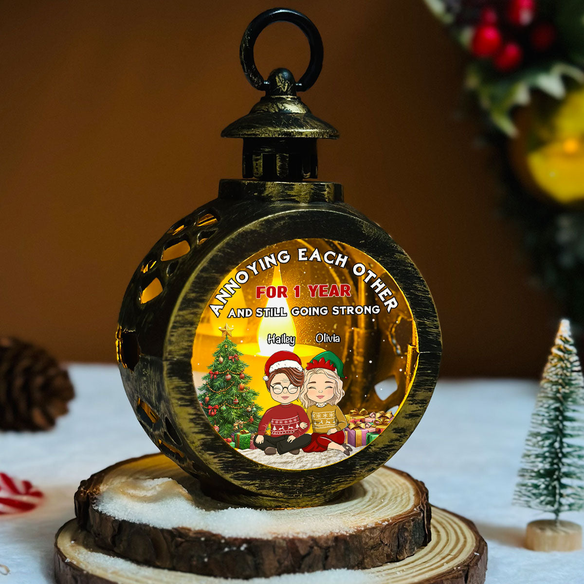 Annoying Each Other And Still Going Strong - Personalized Custom Christmas Lantern